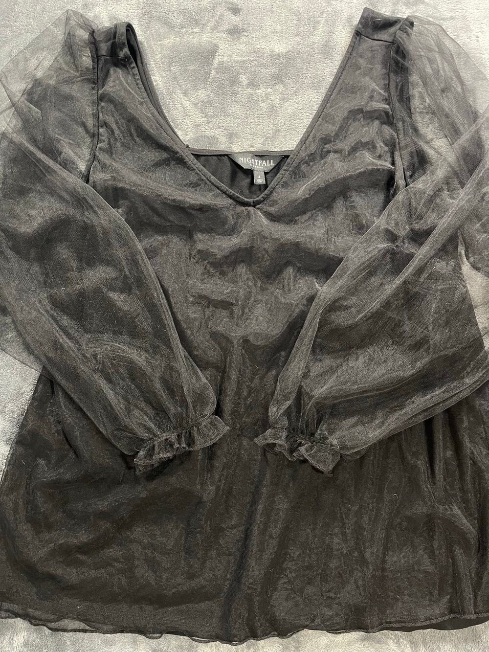 Nightfall Torrid Romantic Goth Sheer Mesh Layering Top Blouse Womens 4 4X Black